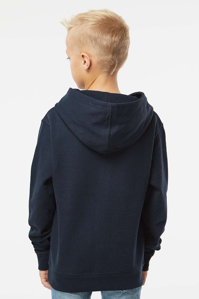 Independent Trading Company SS4001Y Youth Hooded Sweatshirt Hoodie w/ Pouch Pocket Navy Blue Model Back