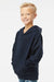 Independent Trading Company SS4001Y Youth Hooded Sweatshirt Hoodie w/ Pouch Pocket Navy Blue Model Side