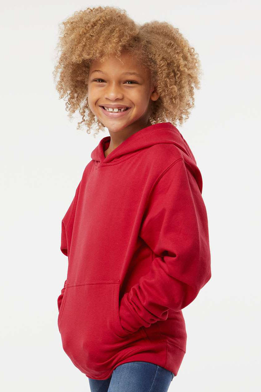 Independent Trading Company SS4001Y Youth Hooded Sweatshirt Hoodie w/ Pouch Pocket Red Model Side