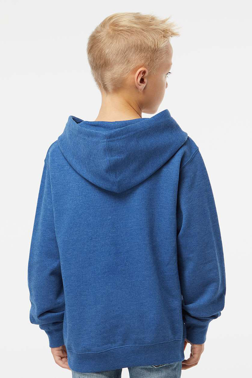 Independent Trading Company SS4001Y Youth Hooded Sweatshirt Hoodie w/ Pouch Pocket Heather Royal Blue Model Back