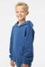 Independent Trading Company SS4001Y Youth Hooded Sweatshirt Hoodie w/ Pouch Pocket Heather Royal Blue Model Side