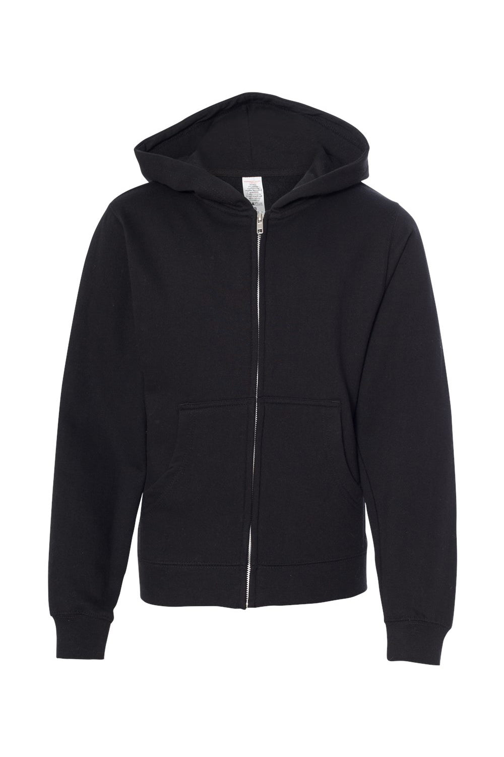 Independent Trading Company SS4001YZ Youth Full Zip Hooded Sweatshirt Hoodie w/ Pockets Black Flat Front