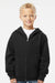 Independent Trading Company SS4001YZ Youth Full Zip Hooded Sweatshirt Hoodie w/ Pockets Black Model Front
