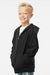 Independent Trading Company SS4001YZ Youth Full Zip Hooded Sweatshirt Hoodie w/ Pockets Black Model Side