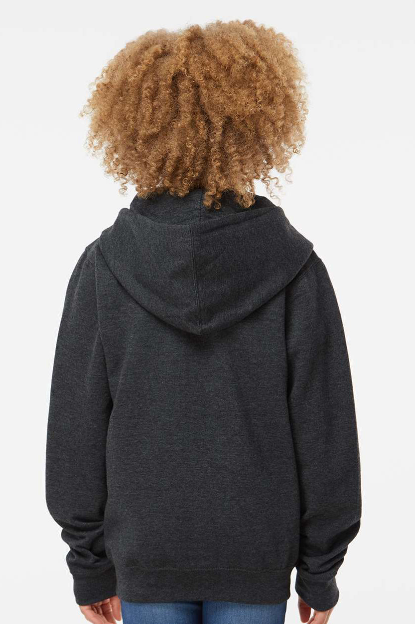 Independent Trading Company SS4001YZ Youth Full Zip Hooded Sweatshirt Hoodie w/ Pockets Heather Charcoal Grey Model Back