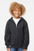 Independent Trading Company SS4001YZ Youth Full Zip Hooded Sweatshirt Hoodie w/ Pockets Heather Charcoal Grey Model Front