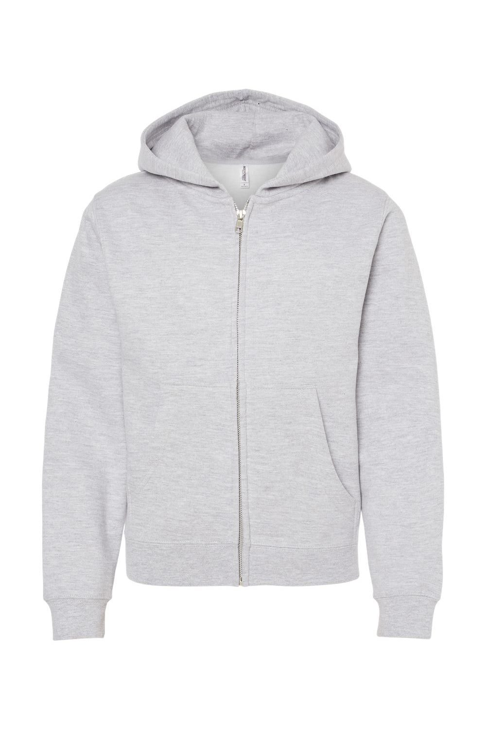 Independent Trading Company SS4001YZ Youth Full Zip Hooded Sweatshirt Hoodie w/ Pockets Heather Grey Flat Front