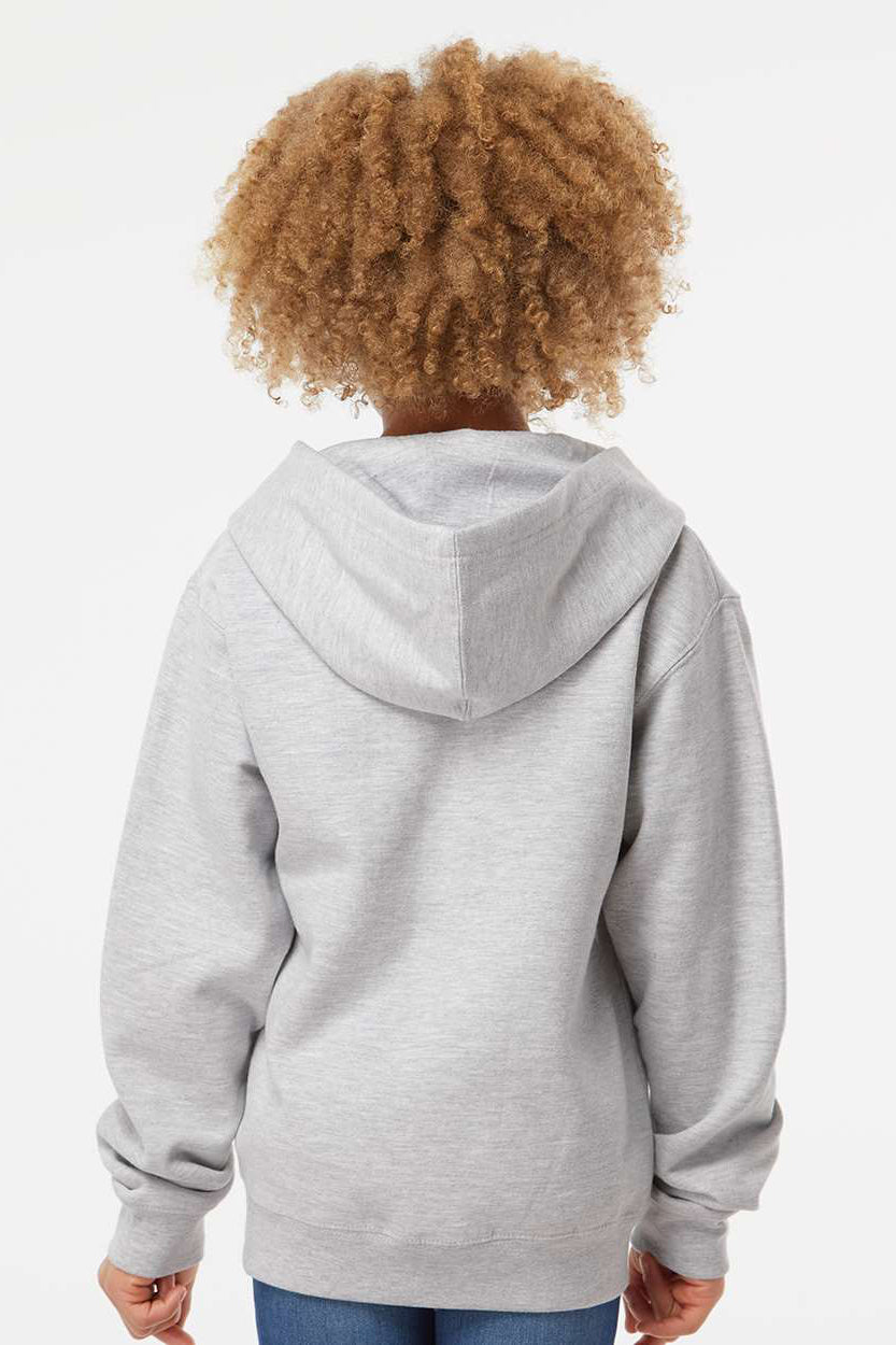 Independent Trading Company SS4001YZ Youth Full Zip Hooded Sweatshirt Hoodie w/ Pockets Heather Grey Model Back
