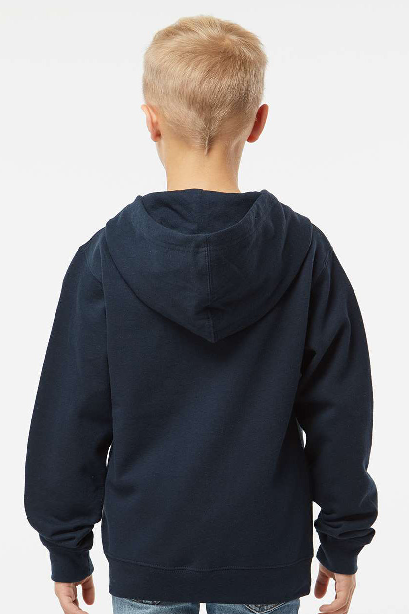 Independent Trading Company SS4001YZ Youth Full Zip Hooded Sweatshirt Hoodie w/ Pockets Navy Blue Model Back