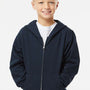 Independent Trading Company Youth Full Zip Hooded Sweatshirt Hoodie w/ Pockets - Navy Blue