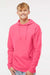 Independent Trading Company SS4500 Mens Hooded Sweatshirt Hoodie w/ Pouch Pocket Neon Pink Model Front