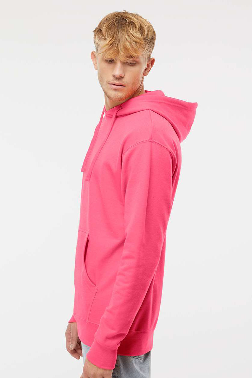 Independent Trading Company SS4500 Mens Hooded Sweatshirt Hoodie w/ Pouch Pocket Neon Pink Model Side