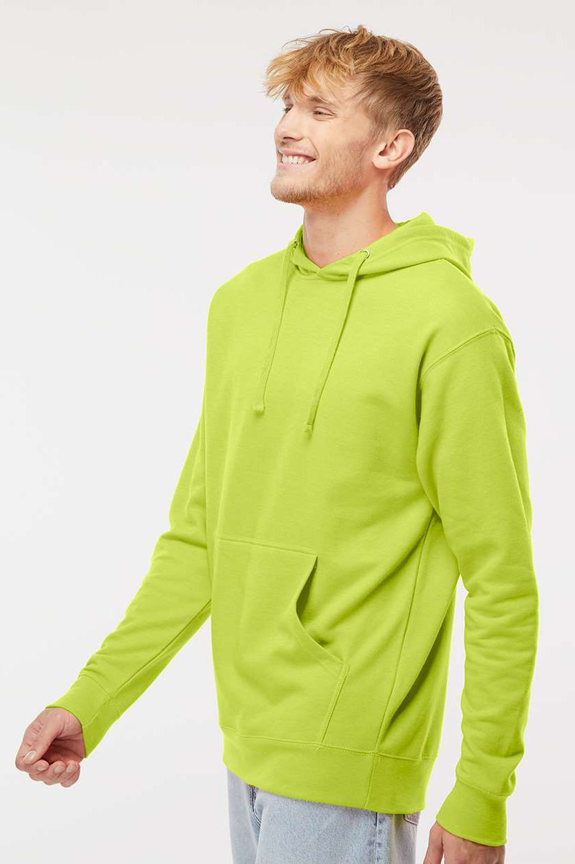 Independent Trading Company SS4500 Mens Hooded Sweatshirt Hoodie w/ Pouch Pocket Safety Yellow Model Side