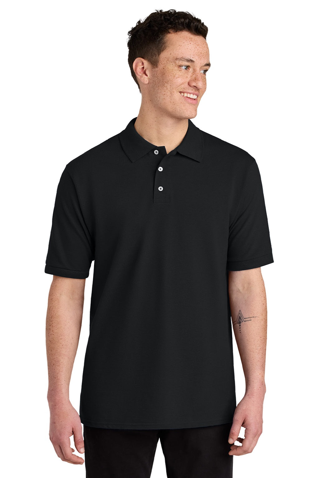 Jerzees 443M Mens Short Sleeve Polo Shirt Black Model Front