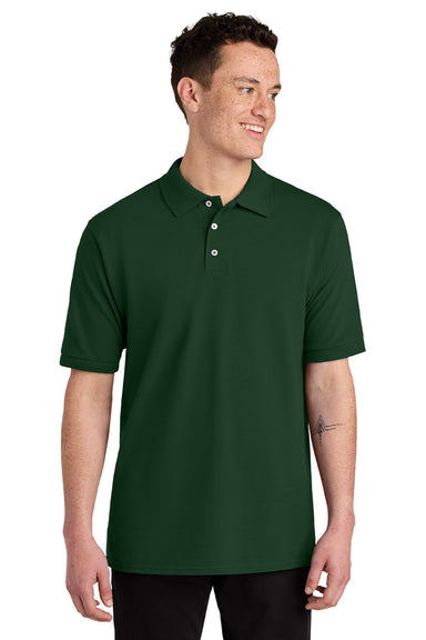 Jerzees 443M Mens Short Sleeve Polo Shirt Forest Green Model Front