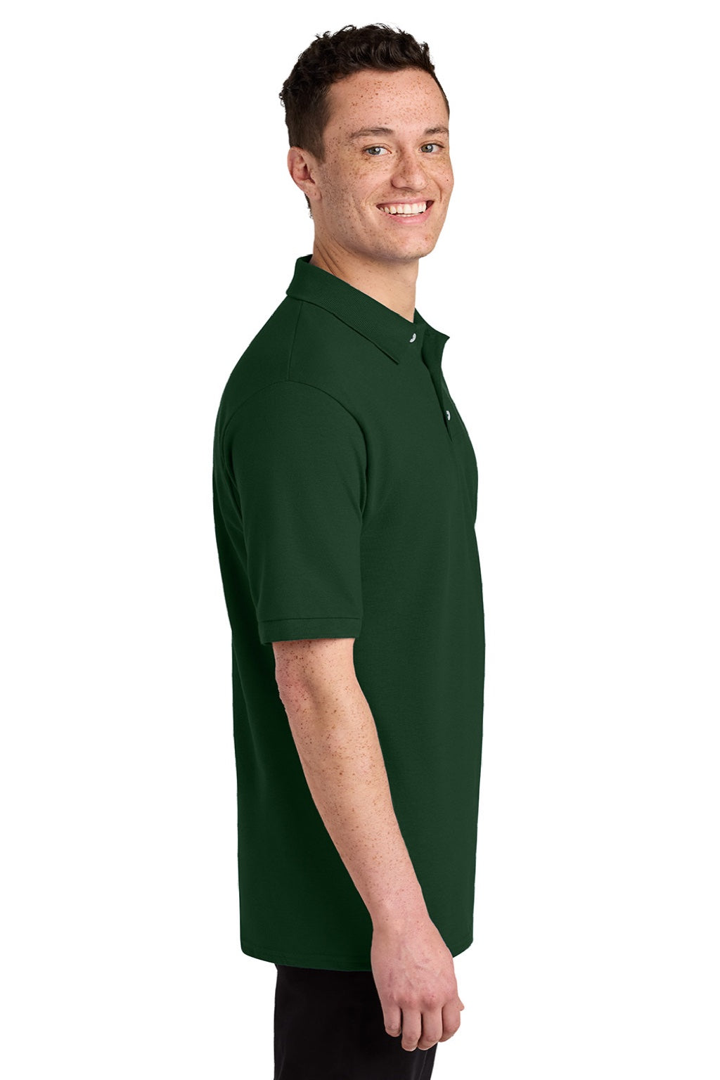 Jerzees 443M Mens Short Sleeve Polo Shirt Forest Green Model Side