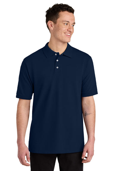 Jerzees 443M Mens Short Sleeve Polo Shirt Navy Blue Model Front