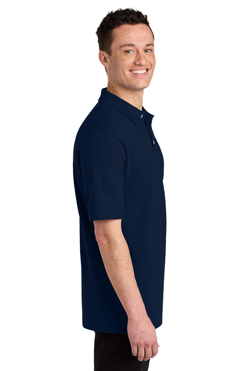 Jerzees 443M Mens Short Sleeve Polo Shirt Navy Blue Model Side