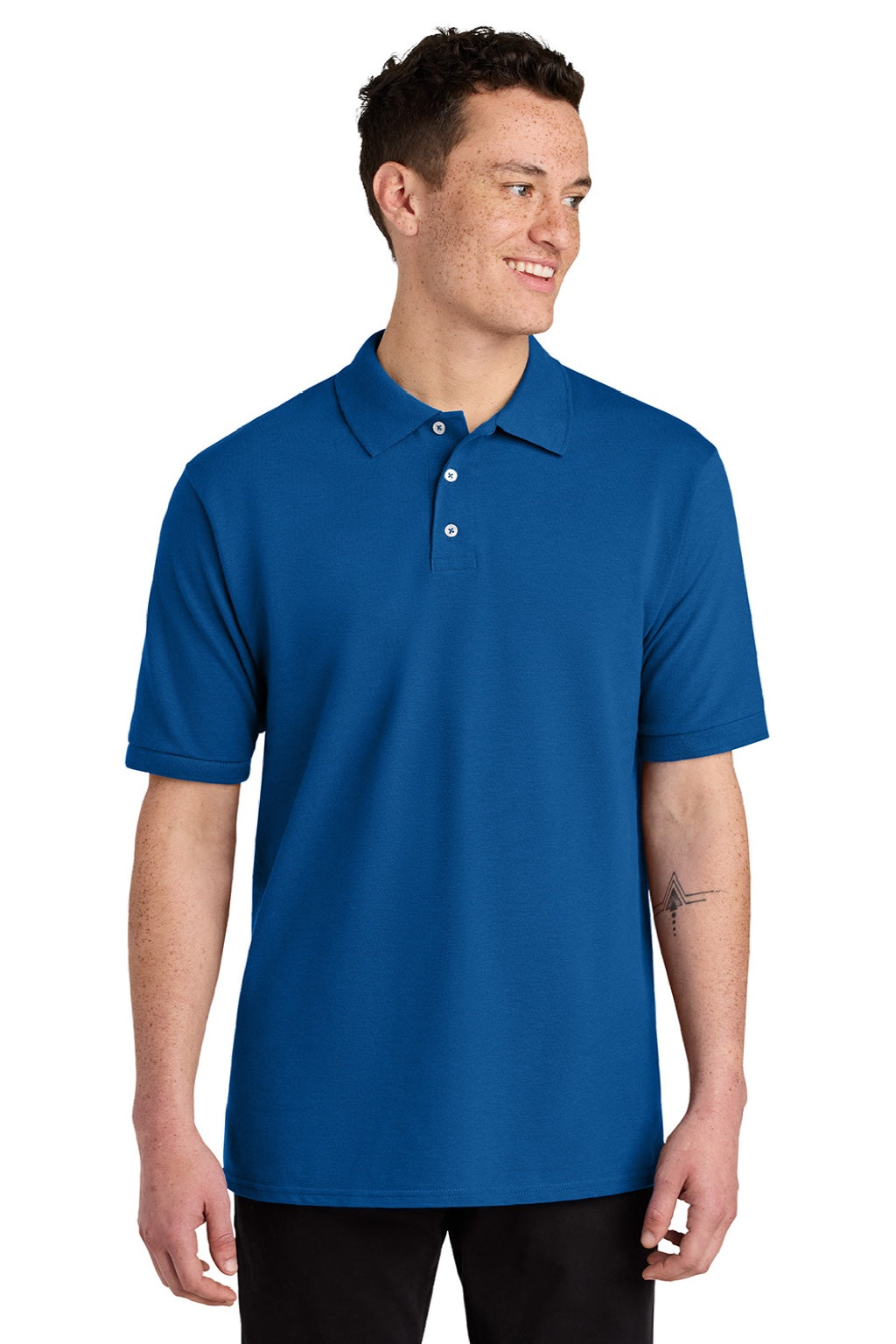 Jerzees 443M Mens Short Sleeve Polo Shirt Royal Blue Model Front