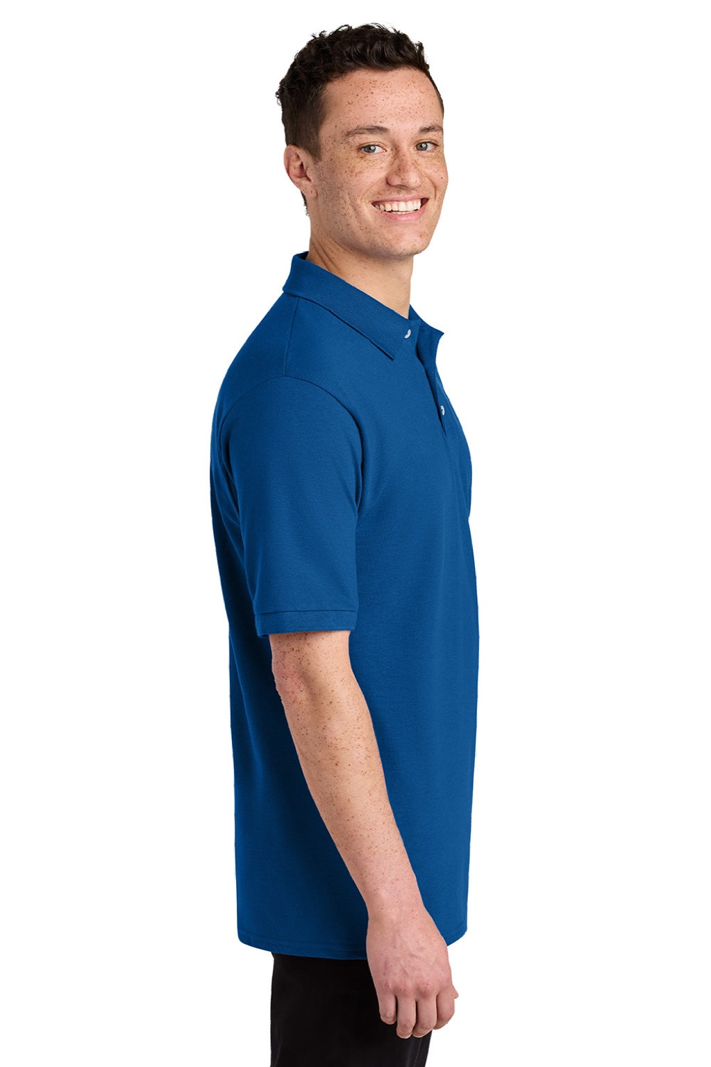 Jerzees 443M Mens Short Sleeve Polo Shirt Royal Blue Model Side