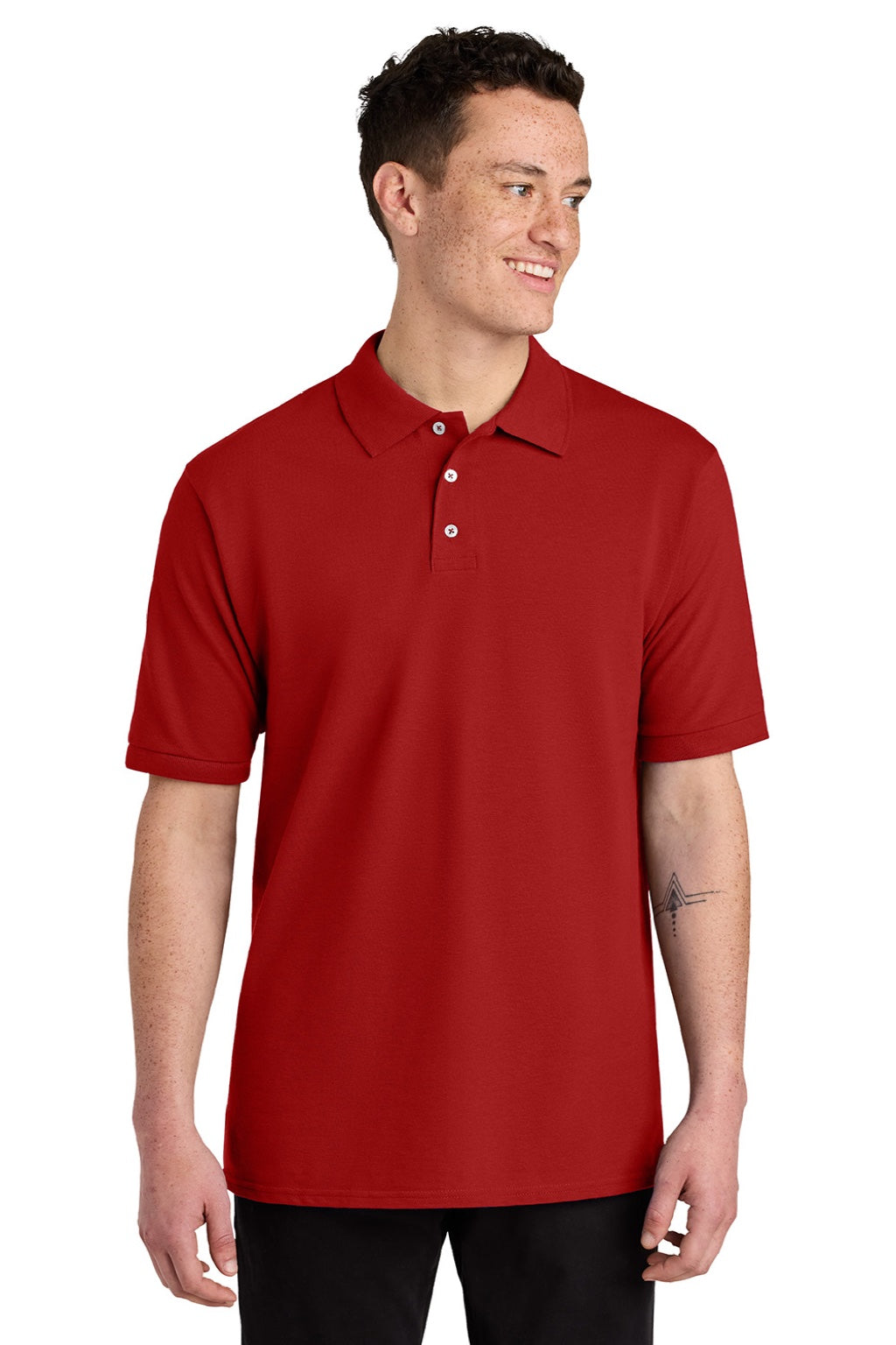 Jerzees 443M Mens Short Sleeve Polo Shirt True Red Model Front