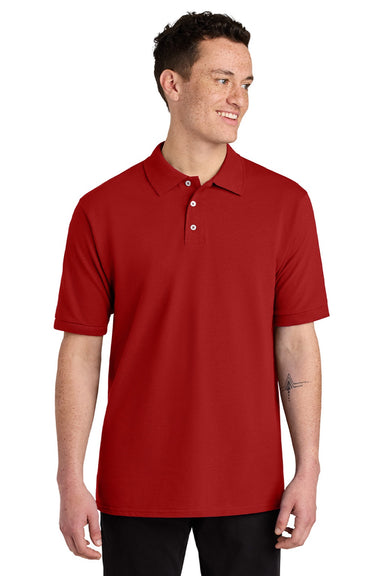 Jerzees 443M Mens Short Sleeve Polo Shirt True Red Model Front