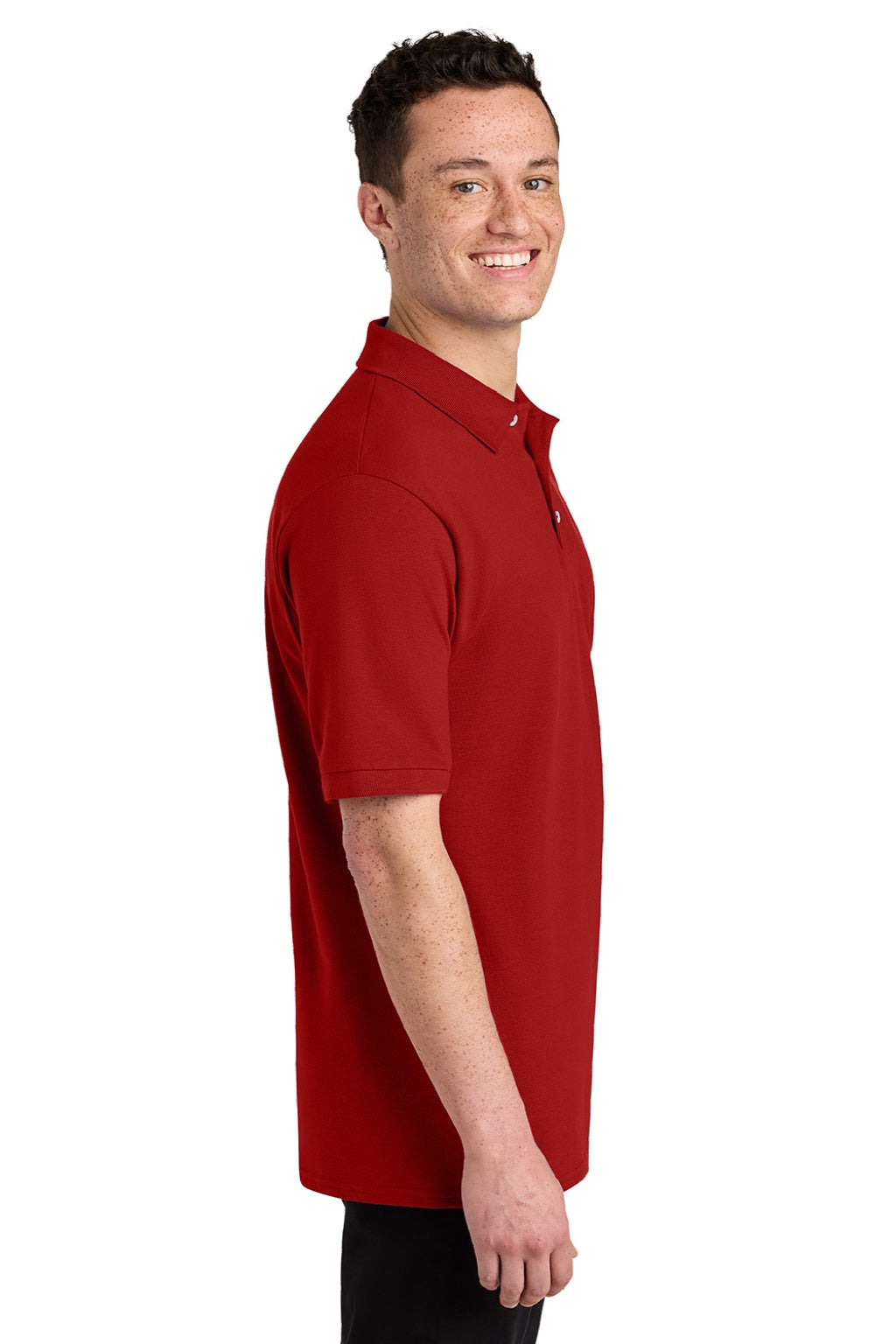 Jerzees 443M Mens Short Sleeve Polo Shirt True Red Model Side