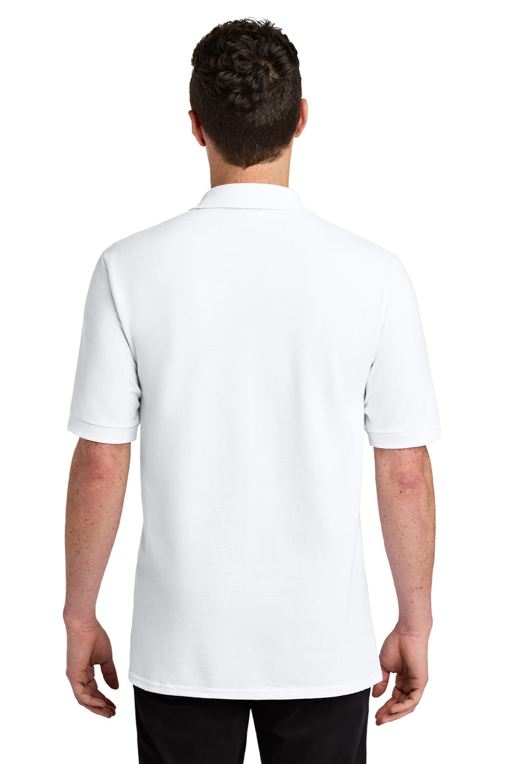 Jerzees 443M Mens Short Sleeve Polo Shirt White Model Back