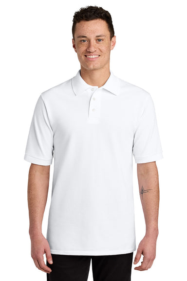 Jerzees 443M Mens Short Sleeve Polo Shirt White Model Front