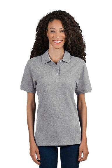 Jerzees 443W Womens Short Sleeve Polo Shirt Heather Grey Model Front