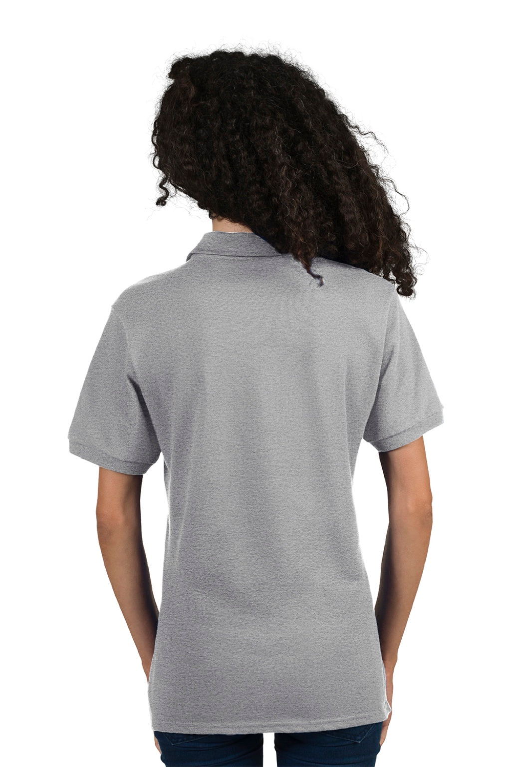 Jerzees 443W Womens Short Sleeve Polo Shirt Heather Grey Model Back