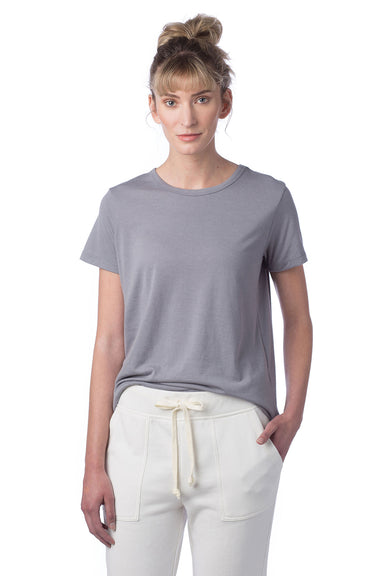 Alternative 4450HM Womens Modal Short Sleeve Crewneck T-Shirt Nickel Grey Model Front