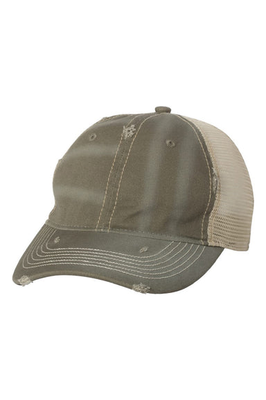 Valucap Hats 3150 Mens Bounty Dirty Washed Mesh Back Adjustable Hat Olive Green/Khaki Flat Front