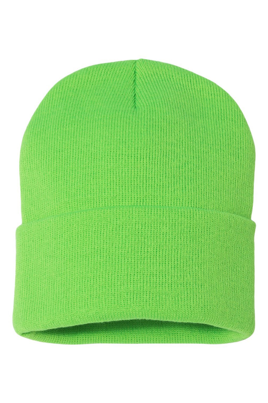 Sportsman Hats SP12 Unisex Solid Cuffed Beanie Neon Green Flat Front
