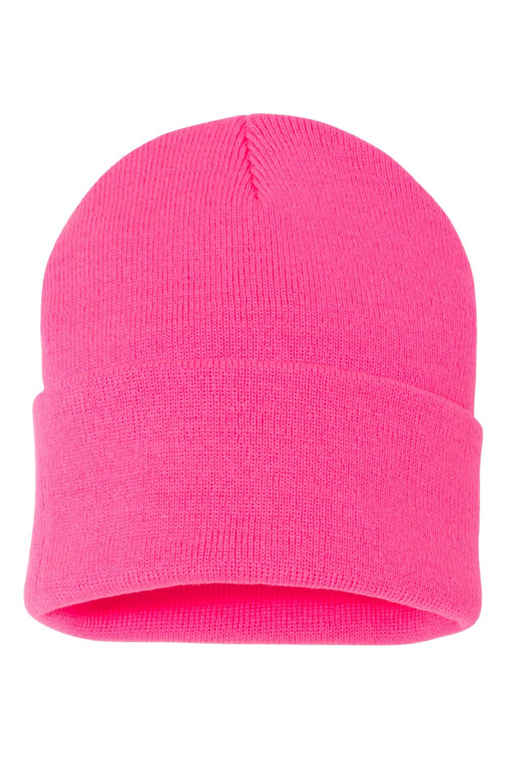 Sportsman Hats SP12 Unisex Solid Cuffed Beanie Neon Pink Flat Front