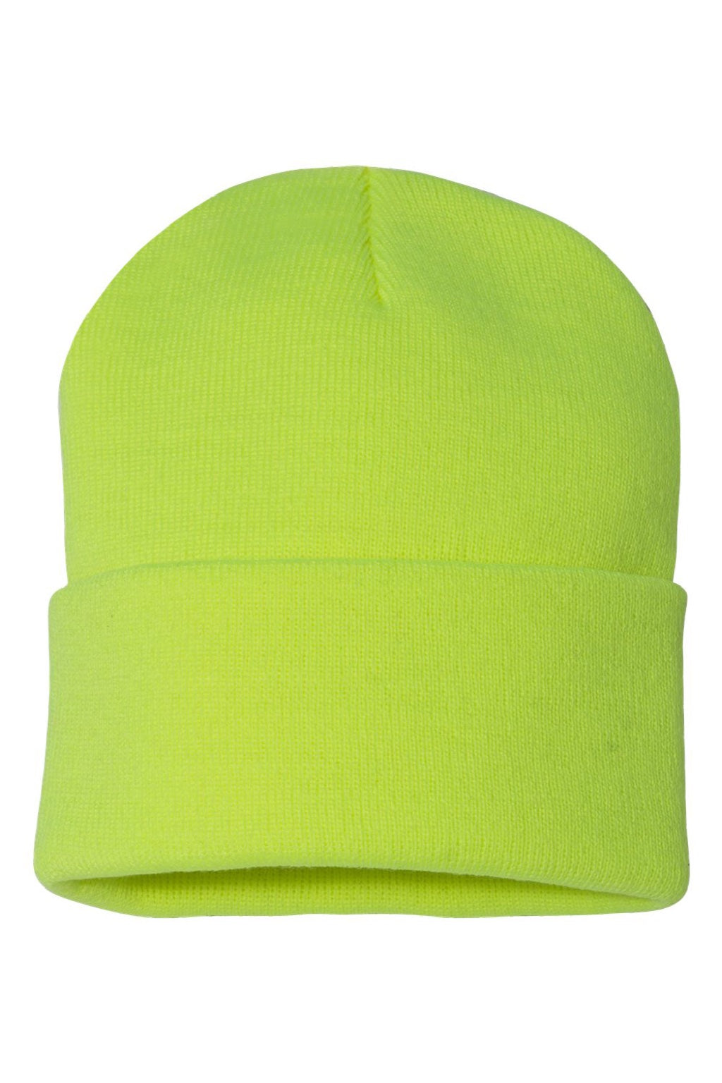 Sportsman Hats SP12 Unisex Solid Cuffed Beanie Neon Yellow Flat Front