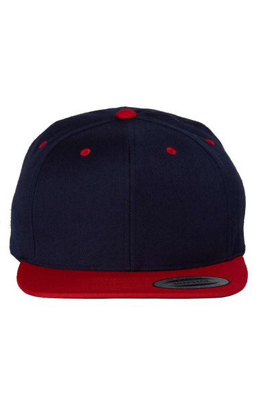 Yupoong Hats 6089/6089MT Mens Adjustable Hat Navy Blue/Red Flat Front