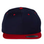 Yupoong Mens Premium Flat Bill Snapback Hat - Navy Blue/Red - NEW