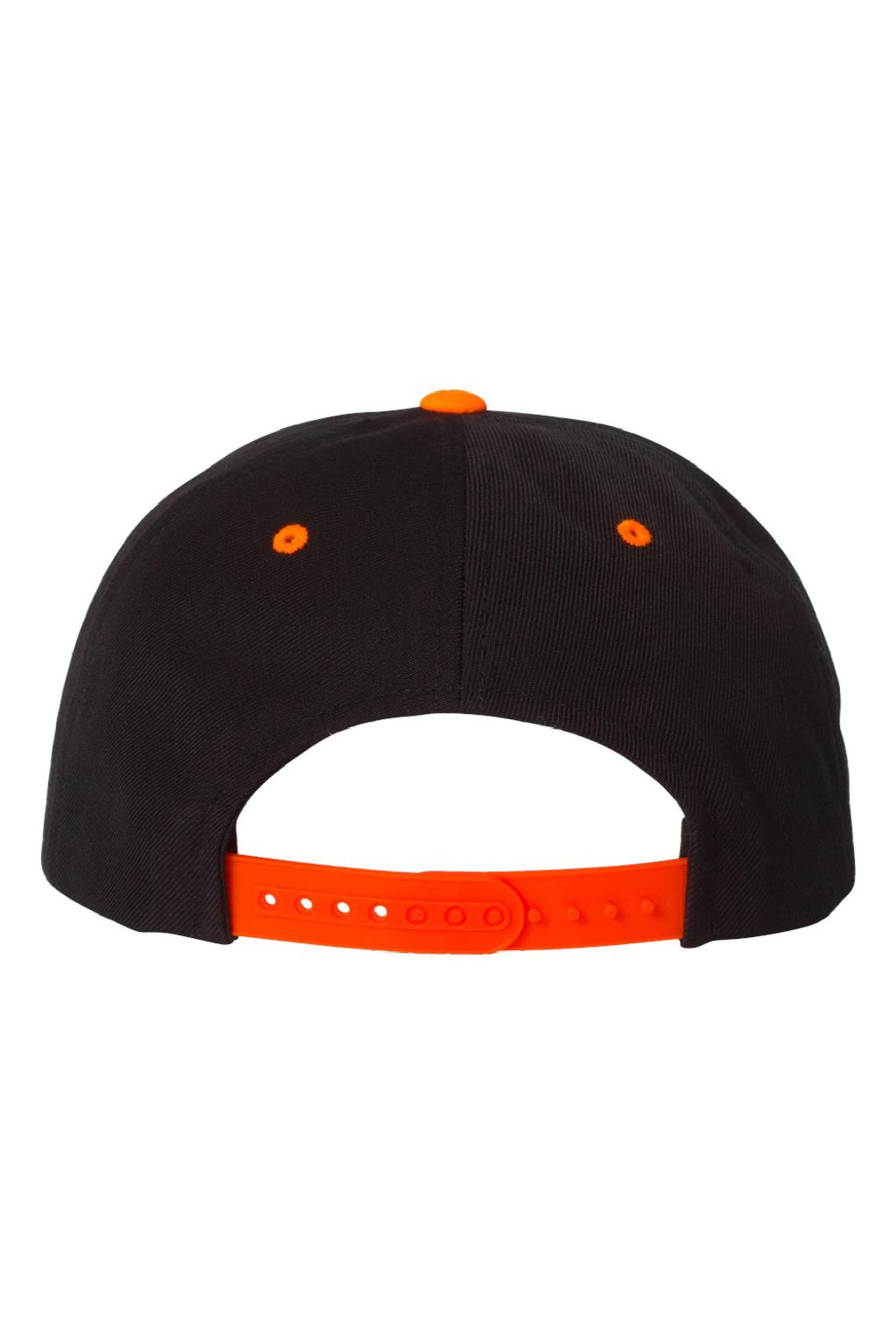 Yupoong Hats 6089/6089MT Mens Adjustable Hat Black/Neon Orange Flat Back