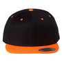 Yupoong Mens Premium Flat Bill Snapback Hat - Black/Neon Orange - NEW