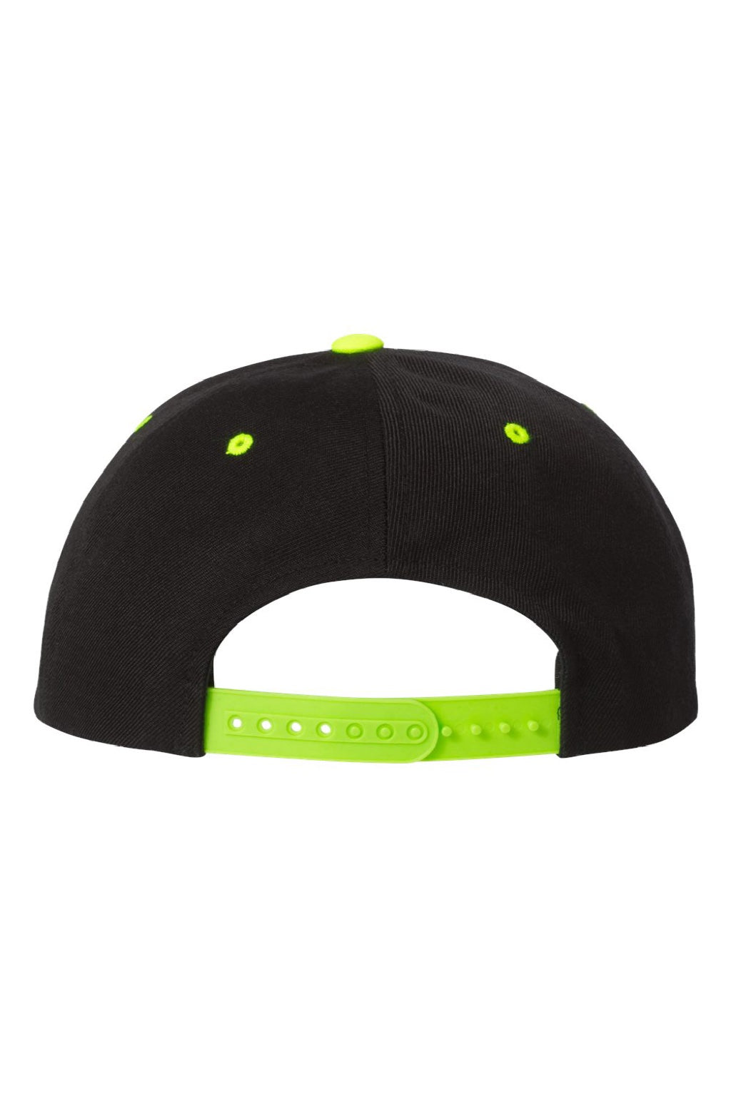 Yupoong Hats 6089/6089MT Mens Adjustable Hat Black/Neon Green Flat Back