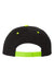 Yupoong Hats 6089/6089MT Mens Adjustable Hat Black/Neon Green Flat Back