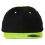 Yupoong Mens Premium Flat Bill Snapback Hat - Black/Neon Green - NEW