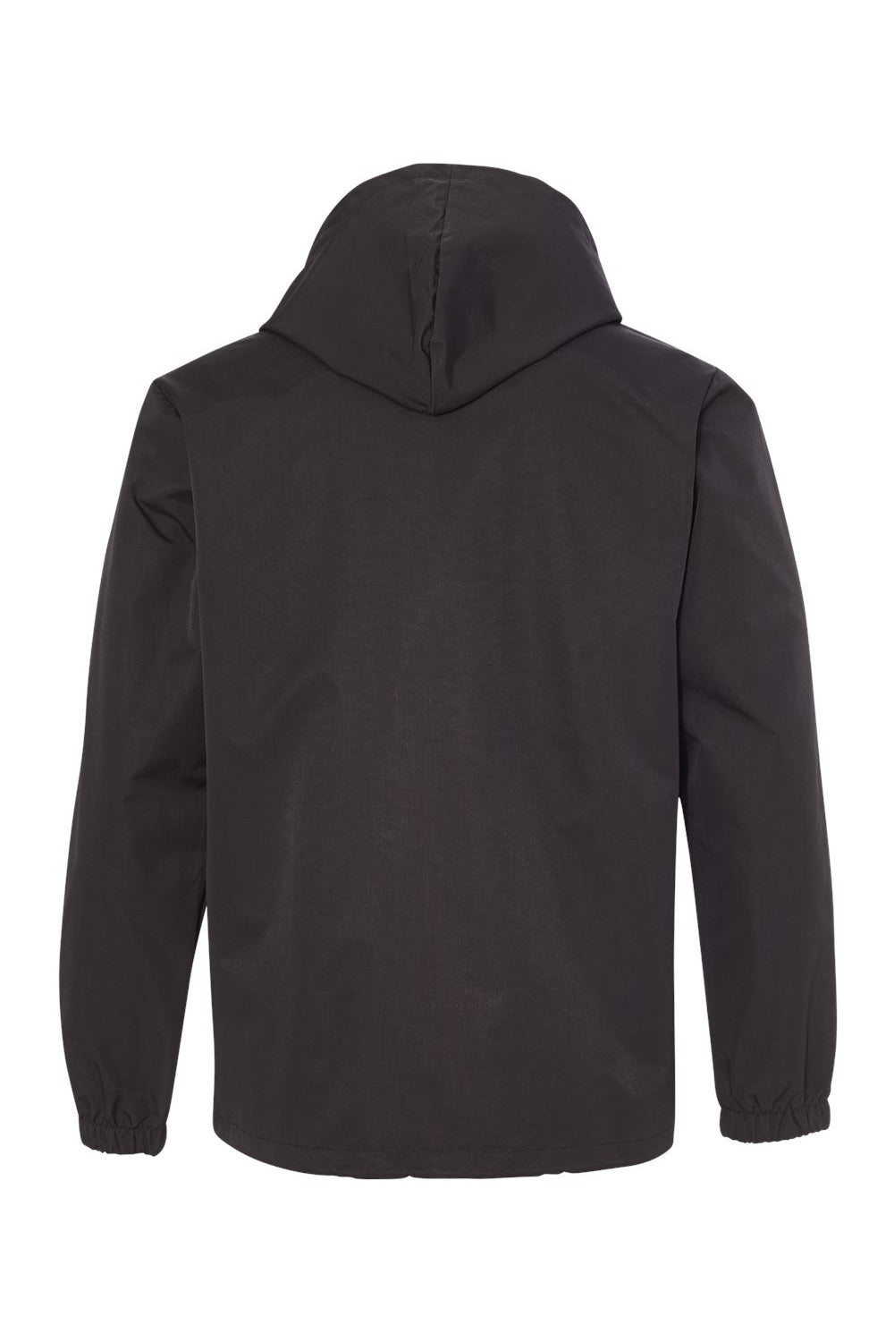 Independent Trading Co. EXP95NB Mens Water Resistant Snap Down Hooded Windbreaker Jacket Black Flat Back