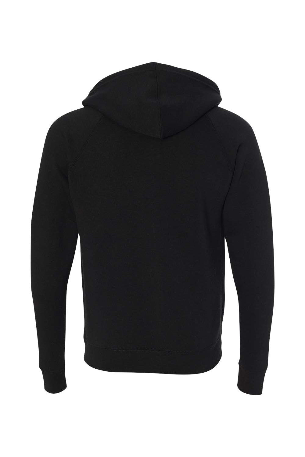 Independent Trading Company PRM33SBZ Mens Special Blend Raglan Full Zip Hooded Sweatshirt Hoodie w/ Pockets Black Flat Back