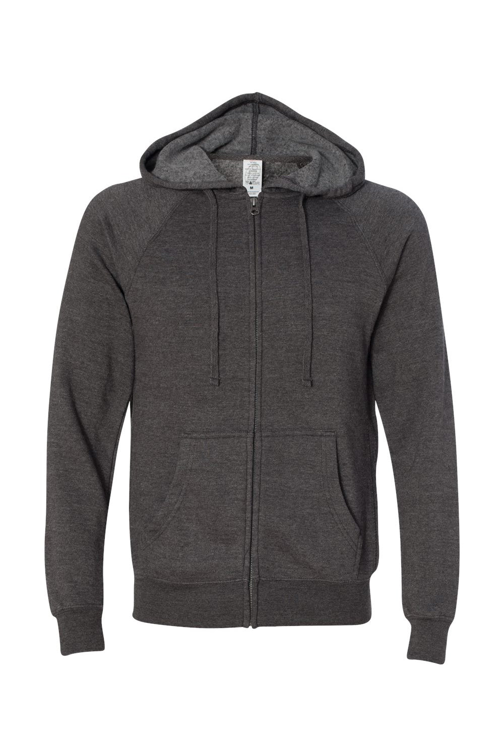 Independent Trading Company PRM33SBZ Mens Special Blend Raglan Full Zip Hooded Sweatshirt Hoodie w/ Pockets Carbon Grey Flat Front