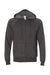 Independent Trading Company PRM33SBZ Mens Special Blend Raglan Full Zip Hooded Sweatshirt Hoodie w/ Pockets Carbon Grey Flat Front