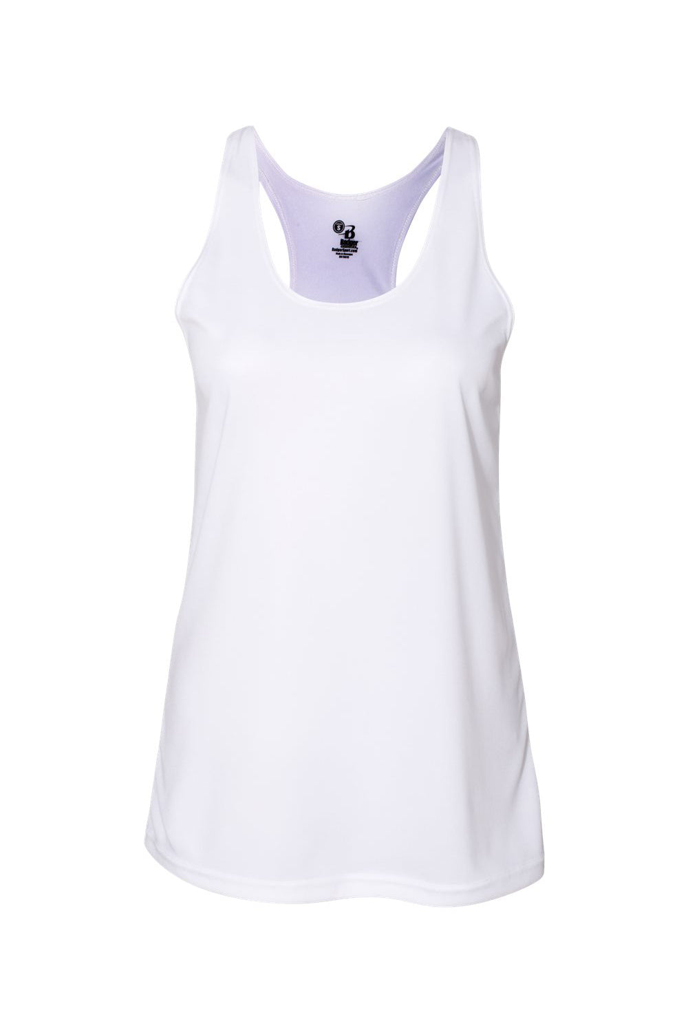 Badger 4166 Womens B-Core Moisture Wicking Racerback Tank Top White Flat Front