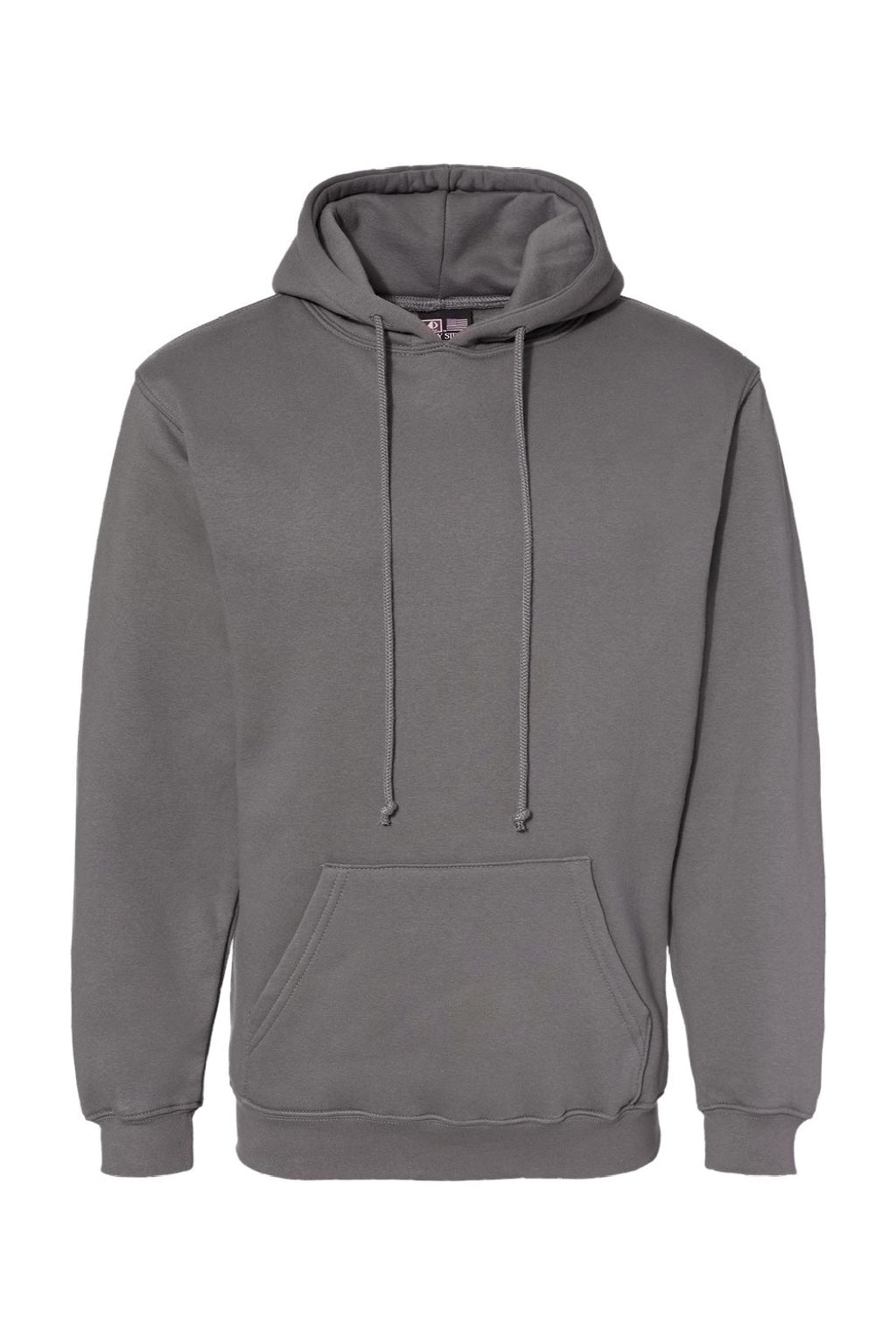Bayside BA960 Mens USA Made Hooded Sweatshirt Hoodie w/ Pouch Pocket Charcoal Grey Flat Front