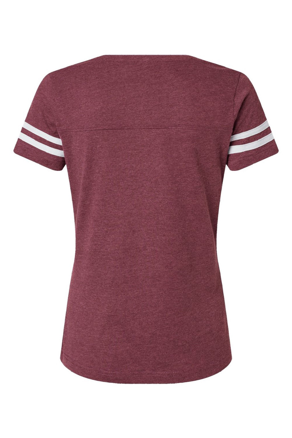 LAT 3537 Womens Fine Jersey Short Sleeve V-Neck T-Shirt Vintage Burgundy/White Flat Back